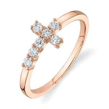Anello Croce In Oro Rosa 14K