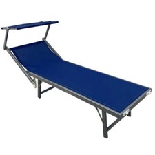 LETTINO DA SPIAGGIA IN ALLUMINIO CON PARASOLE BLU