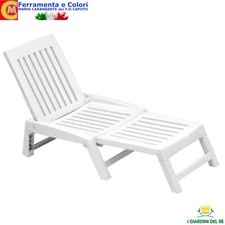 Lettino Sdraio Pieghevole Bianco Orfeo In Resina Da Esterno Piscina Mare 177 Cm