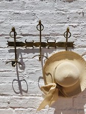 Antico appendiabiti in ferro battuto oro appendiabiti cappello gancio fattoria campagna francese spagnola