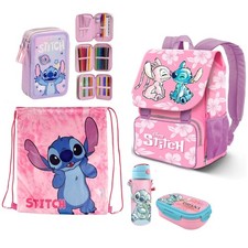 Stitch e Angel set Zaino Estensibile Astuccio 3zip Scuola Elementare Bambina