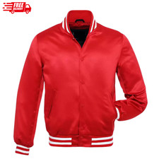 Bomber uomo raso rosso Varsity