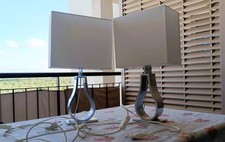 Lampade da comodino - Coppia bedside lamps moderne ikea bianco e argento