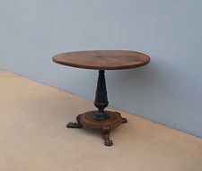 Tavolino tavolo tondo fisso filettato con gambo centrale, epoca ‘800 – L 92 cm!