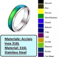 Anello acciaio cambia colore umore inox /Stainless steel ring change colour mood