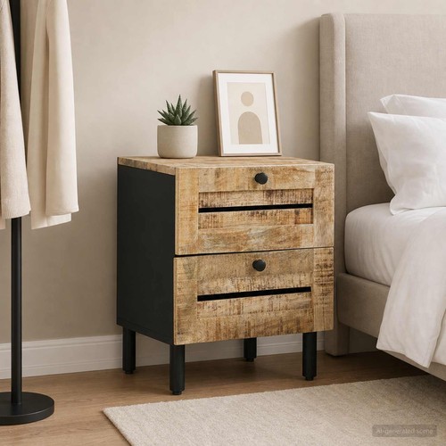 Comodino naturale legno - comodino,