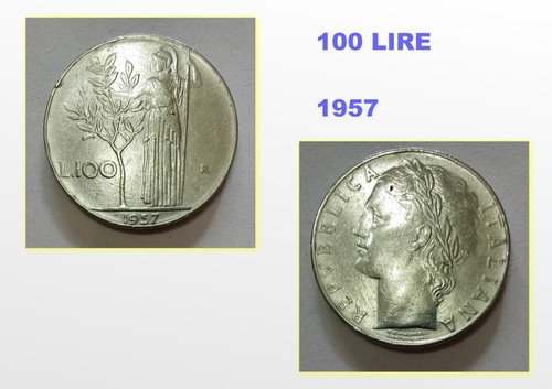 Moneta 100 lire - da, 1957