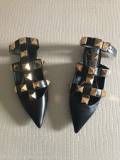 VALENTINO GARAVANI ROMAN STUD SANDALI DONNA N. 38,5 italiano COL. NERO IN PELLE