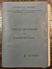 Carta Circolazione Immatricolazione Alfa Romeo Ondine Anno 1963