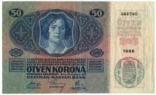 50 CORONE BANCA AUSTRO UNGHERESE SOVRASTAMPA AUSTRIA TEDESCA 1919 BB+