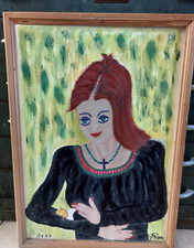 Arte Naif Trash Art Peter Rose Gouache Ritratto Donna Con Rat Nerd Art