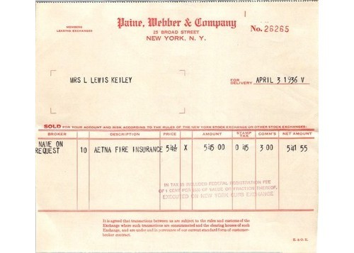 Paine webber aetna fire stock - fire,