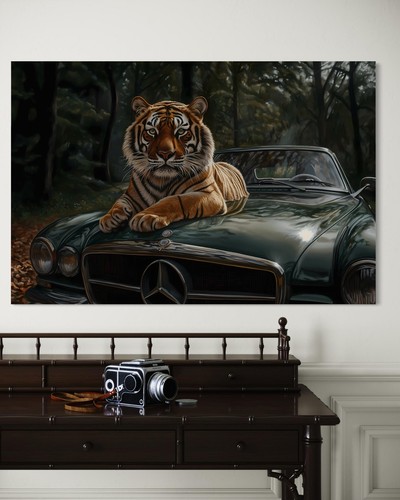 Quadro tela tigre epoca - tela, d'epoca