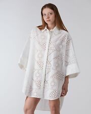 Abito MSGM occhiellato Sangallo pizzo bianco cotone estivo oversize taglia IT...