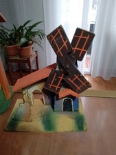 Presepe -CASETTE FOCOLAI MULINO ABEVERATOIO   PONTE LEGNO FATTO A MANO ANNI 70