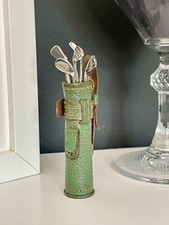 Novità Silver Golf Club Manicure Set Borsa da Golf in Pelle Verde Vanità da Collezione