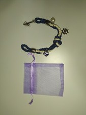 Bracciale mare ancora timone nodo perla boa bianco e blu NUOVO