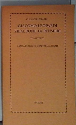 Giacomo leopardi zibaldone - zibaldone, di