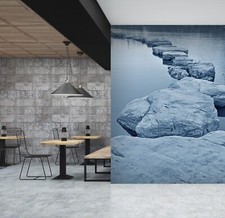 Carta da parati 3D lago pietra