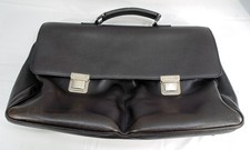 Autentica borsa da lavoro Cartier Santos in pelle marrone scuro valigetta attacca 