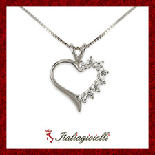 Seducente Collana Cuore Brillante in Argento 925 Rodiato Oro Bianco