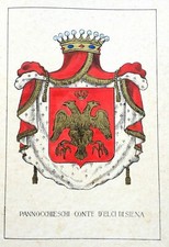 1901 ARALDICA STEMMA FAMIGLIA PANNOCCHIESCHI CONTE D'ELCI SIENA