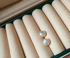 S925 argento orecchini di perla naturale bianca 