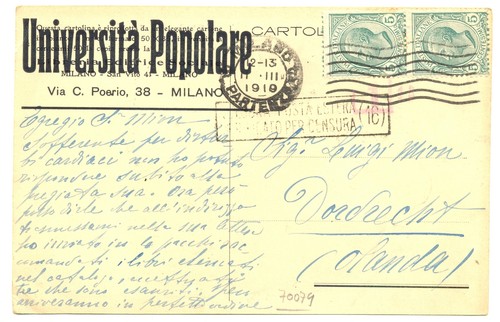Italia 1919 ppc leone - -1919, tolstoi