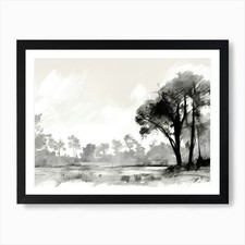 Neutral Landscape Drawing Art