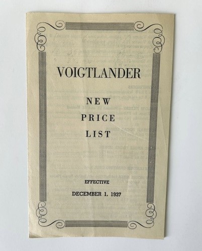 Voigtlander price list - price,