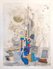 NISSAN ANGEL Idillio grande acquaforte originale Carborundum