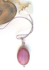 Girocollo donna con ciondolo di pietre dure agata fucsia bijoux fashion moda 