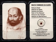 Santino - Holy Card - Beato Tommaso da Olera con Reliquia del Beato plastificato