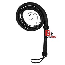 Frusta Indiana Jones 6 Piedi Vera Pelle Nera Intrecciata a Mano 12 Fili Artigian