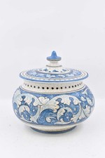 Vaso In Ceramica Dipinto A Mano Blu Stile Deruta 22x20 Cm