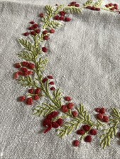 Tovaglia da te Oppure Centro Del tavolo ricamo fatti A Mano rami di fiori Lino