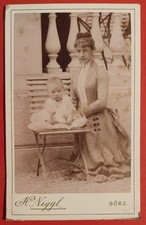 CDV CABINET PHOTO FOTO DONNA E BAMBINA ITALY GORZ  - ATELIER  ENRICO NIGGL