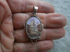 CIONDOLO IN  CAMMEO PORCELLINO MULTICOLORE  E ARGENTO 925   INTERAMENTE A MANO