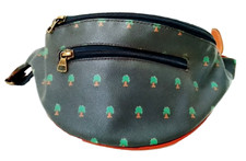 NAJ OLEARI 80s italy borsa marsupio cotone cerato cuoio Centro Botanico verde