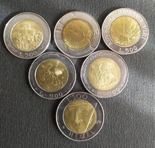 REPUBBLICA  SAN MARINO--500 LIRE LOTTO--ANNI 1988-89-90-93-96--N. 6 MONETE--