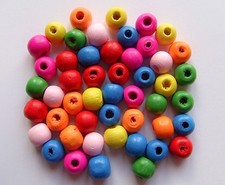  50pz misti  legno perline tondo 10x9mm  colore vari bijoux