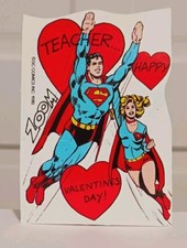 Biglietto San Valentino Vintage DC Comics Superman Supergirl Zoom