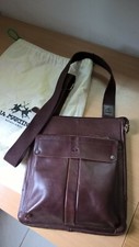 La Martina Tracolla uomo vera pelle originale marrone-Alta Qualità Made in Italy