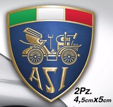 2 N° Adesivi ASI Interno Vetro Altissima Qualità Misura 4.5x5 Auto Storiche 