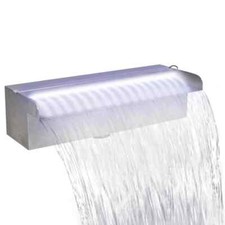 vidaXL Cascata per Laghetto Rettangolare con LED in Acciaio Inox 30 cm