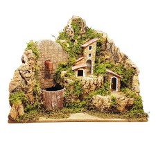 Fontana con due case sulla