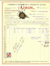1922 VERONA Fabbrica Inchiosti ATRON articoli cancelleria *Fattura intestata
