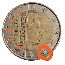 2 monete 2 euro LETZEBUERG 2007-una rara F su stella inferiore coniata Francia 