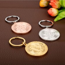 PORTACHIAVI AUTO CON CIONDOLO MEDAGLIA DI BITCOIN ORO /ARGENTO/ ORO ROSA UNISEX
