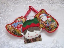 Addobbi Natalizi. Fatto a mano. Babbo Natale Elfi. Decorazioni. Set 3pz